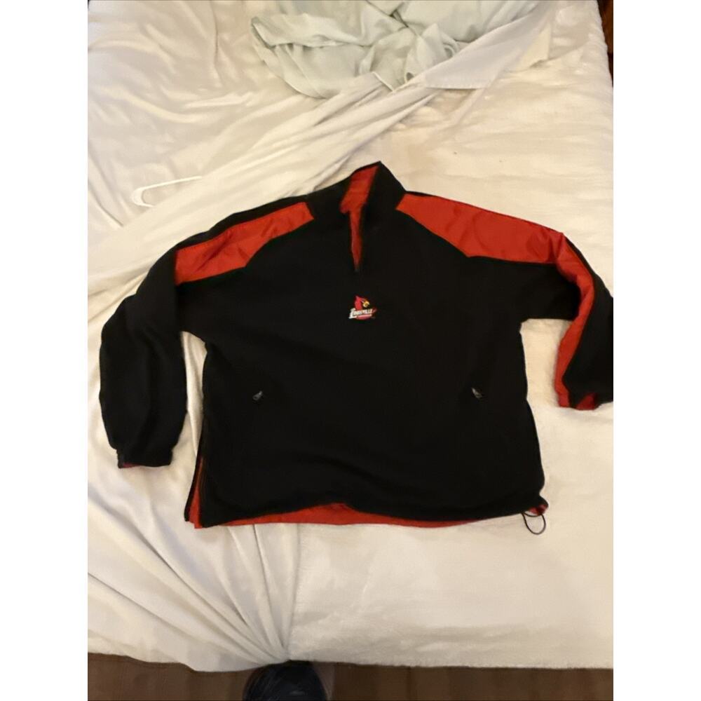Louisville Cardinals￼Reve rsible StadiumPullover- Fleece Windbreaker Red Blac - Picture 7 of 10